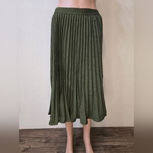 Grace Karin Skirt Women's L Kelly Green Pleated Midi A-line Career On Trend Chic
